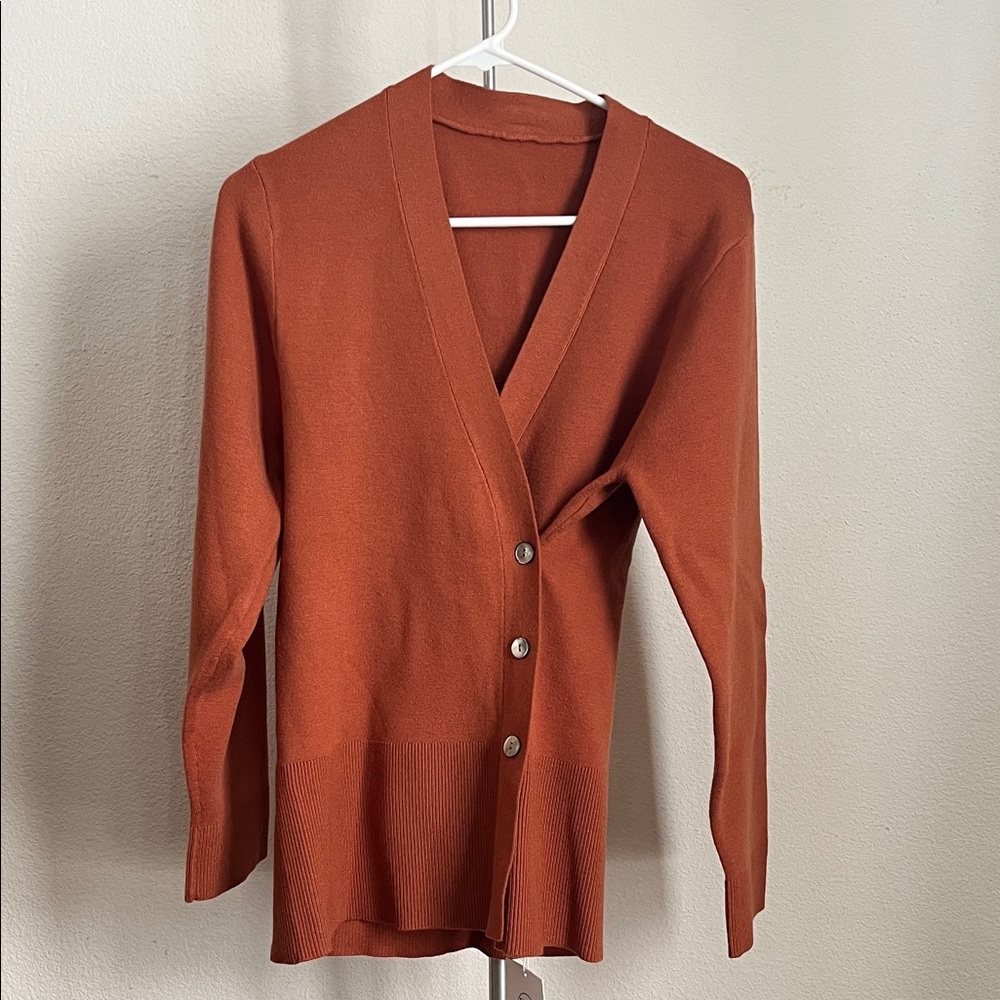 Pixie Market Rust Cardigan - Lou Asymmetrical Knot Top